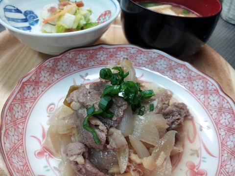 生姜たっぷり！下仁田ネギと牛肉の煮物